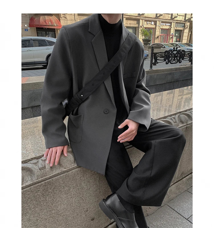 2024 Spring Summer Men Formal Blazers Men Korean Fashion Loose Casual Dress Jacket Men Harajuku Social Suit Jacket Clothing