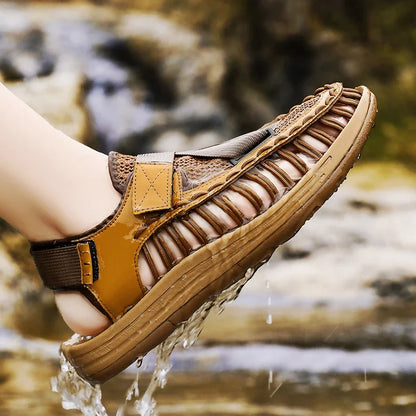Summer Men Sandals Women Slippers Weaving Design Beach Sandals Breathable Casual Flat Sandals Outdoor Couples Sandals Size 46