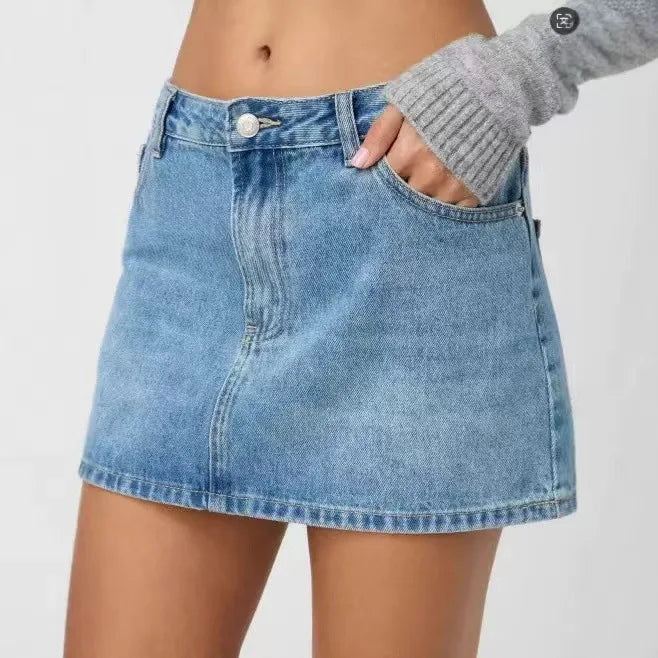 Women's Summer Fashionable Washed Denim Short Skirt 2026 New Clothing for Women Trendy Minimalist Style Girls' Skirts