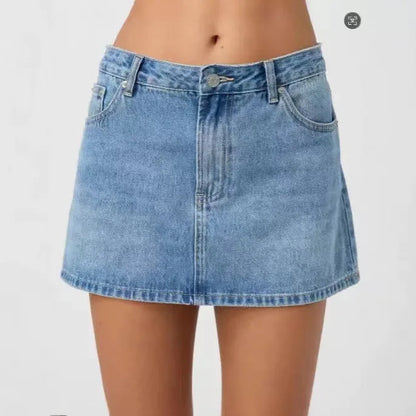 Women's Summer Fashionable Washed Denim Short Skirt 2026 New Clothing for Women Trendy Minimalist Style Girls' Skirts