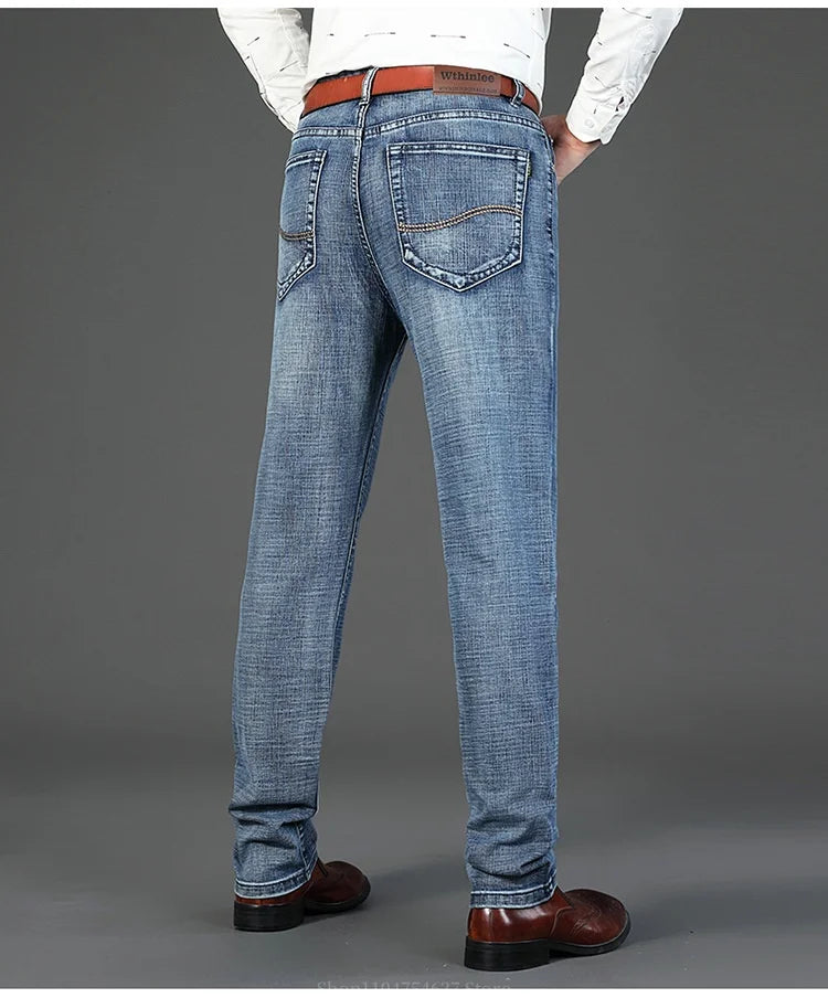Men's Jeans - Summer Casual Fashionable and Universal Stretch Elastic Mid-Level Denim Jeans Midtown Industry Loose Jeans