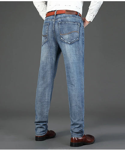 Men's Jeans - Summer Casual Fashionable and Universal Stretch Elastic Mid-Level Denim Jeans Midtown Industry Loose Jeans
