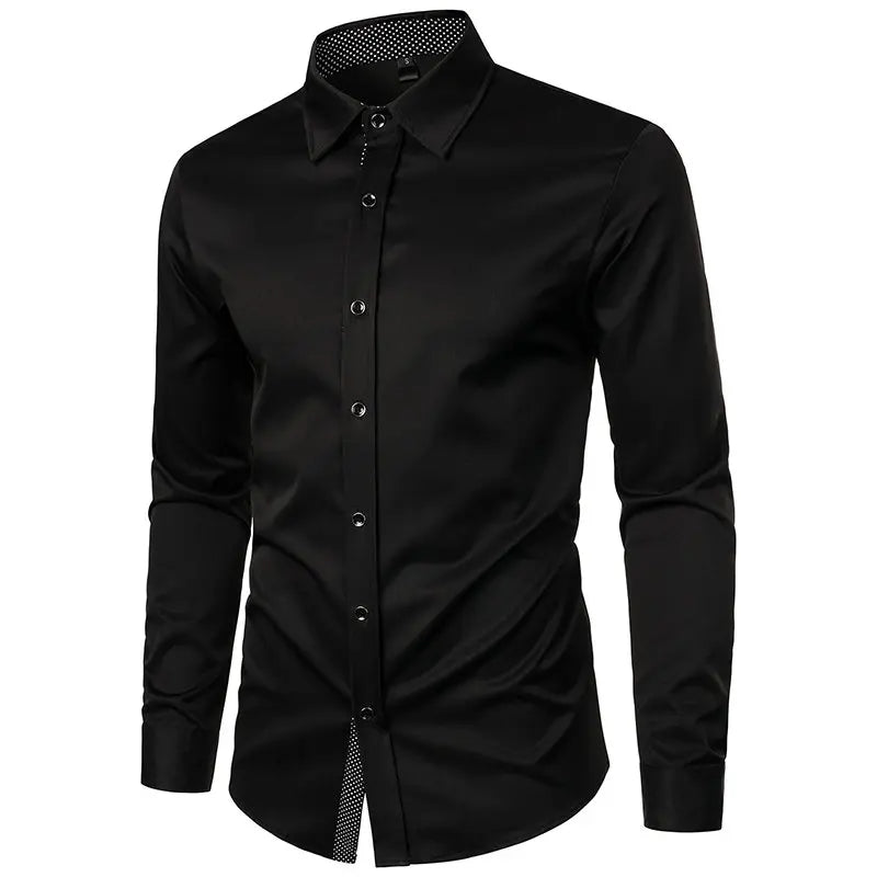 New Men's Casual Long Sleeve Shirt Black/Red/White Available European Size S-XXL