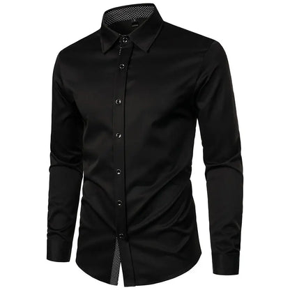 New Men's Casual Long Sleeve Shirt Black/Red/White Available European Size S-XXL
