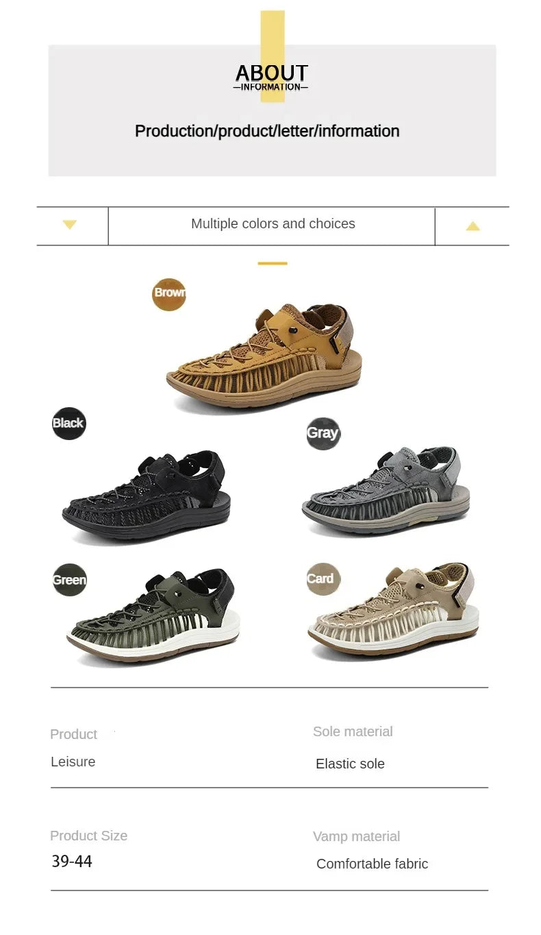 Summer New Sandals Men's Brand Designer Fashion Casual Outdoor Waders Large Size Hand-woven High Quality Beach Sandals For Men