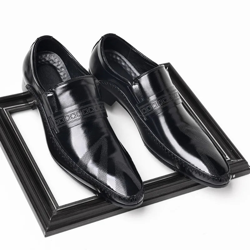 Fotwear Men Dress Shoes Black Leather Wedding Mens Shoes Slip On Office Men Loafers Plus Size Italian Designer Formal Shoes Male