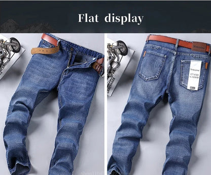 Men's Jeans - Summer Casual Fashionable and Universal Stretch Elastic Mid-Level Denim Jeans Midtown Industry Loose Jeans