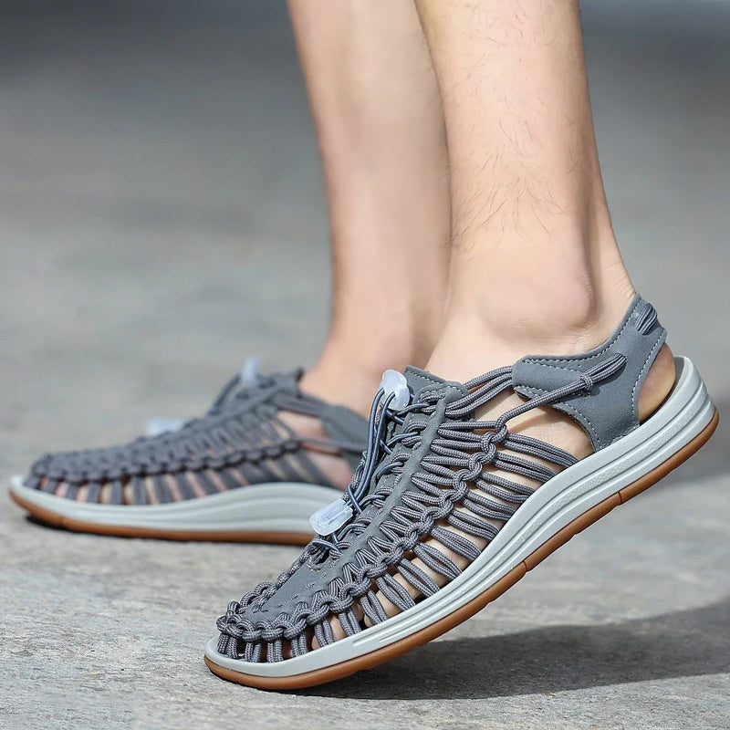 Men Sandals Summer Weave Shoes Boys Sandal Mens Sandles Outdoor Breathable Comfort Slip On Plus Big Size 45 46 Sandalias Hombre
