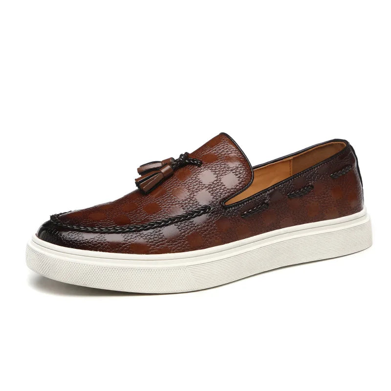 Men Casual Shoes Breathable Leather Loafers Business Office Shoes For Men Driving Moccasins Comfortable Slip On Tassel Shoe