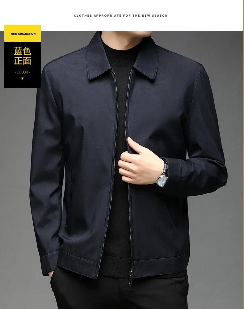 Men High Quality Fashion Business Spring Autumn Stand Collar fashion Jacket Coats Simple Solid Jackets Cloting Casual Jacket