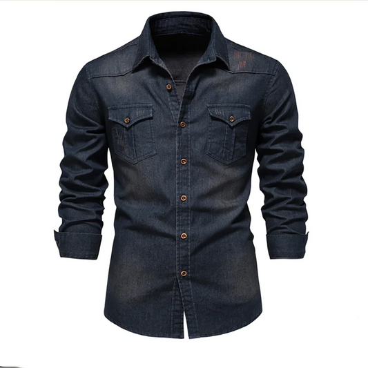 Elastic Cotton Denim Shirt