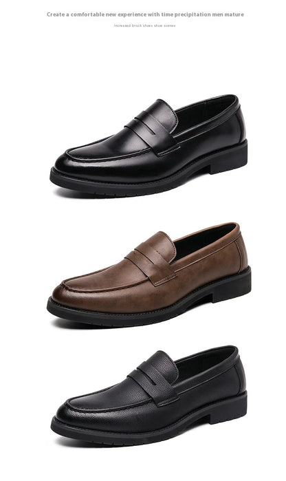 New soft leather breathable leather shoes men Europe station casual British style youth loafers with business bean shoes
