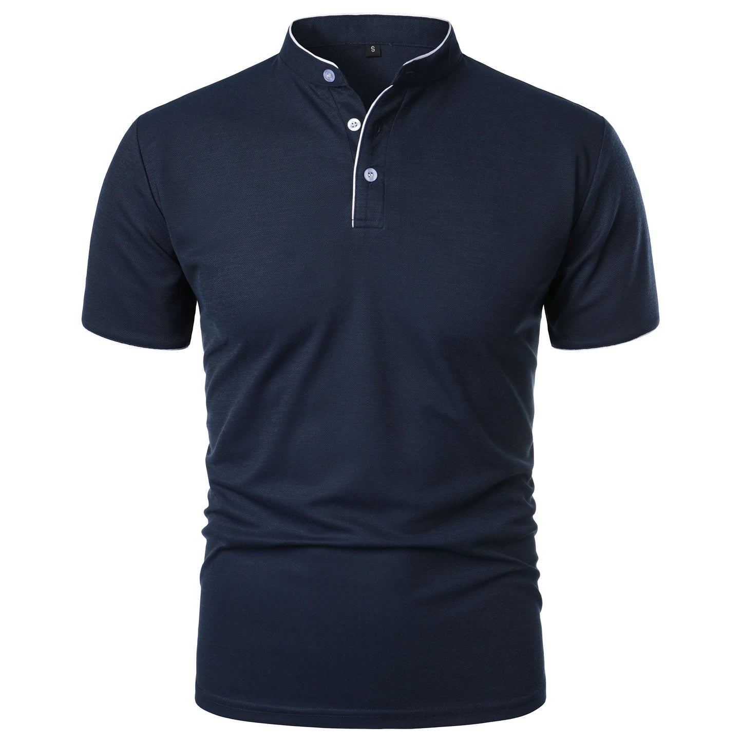 Men's short-sleeved stand-up collar top casual fashion daily solid color short-sleeved stand-up collar T-shirt casual top