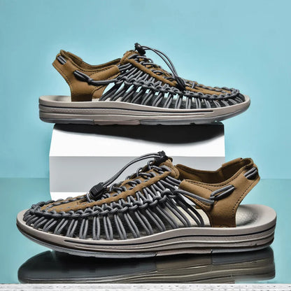Women Sandals Fashion Handmade Weaving Design Beach Slippers Men Summer Breathable Casual Flat Sandals Outdoor Couples Big Size