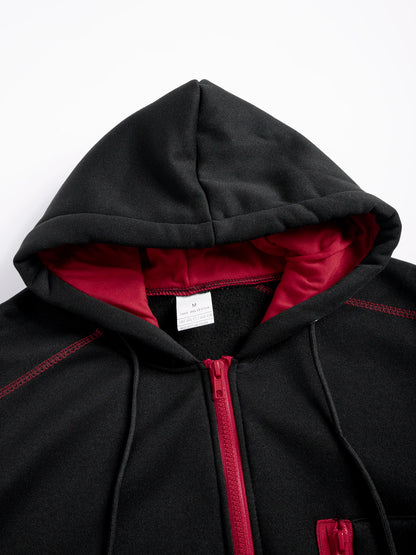 Men's Casual Sports Zipper Hoodie Coat Solid Color Cardigan Sweatshirt for Men Clothing Sportswear Slim Fit Casual Jacket