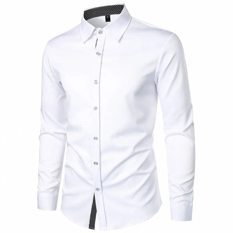 New Men's Casual Long Sleeve Shirt Black/Red/White Available European Size S-XXL