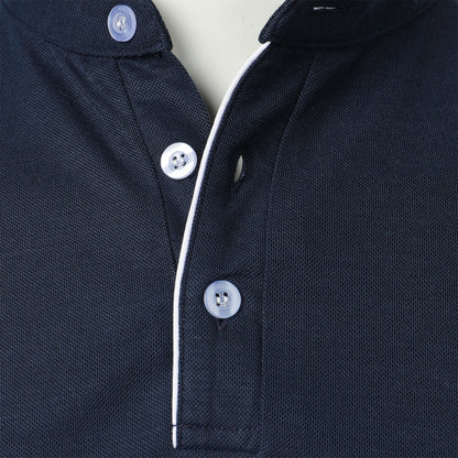 Men's short-sleeved stand-up collar top casual fashion daily solid color short-sleeved stand-up collar T-shirt casual top