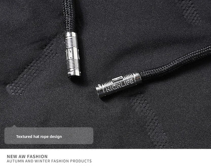 Men's hooded warm short jacket winter zipper pocket jacket outdoor sports and leisure work clothes windproof cotton jacket