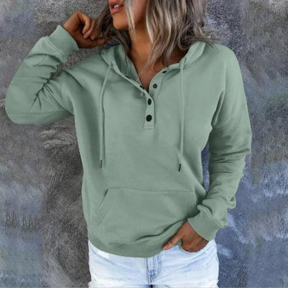 2026 Autumn New Women Loose Fit Hooded Sweatshirt Drawstring Pocket Design Long Sleeve Casual Daily Streetwear Fashion Tops