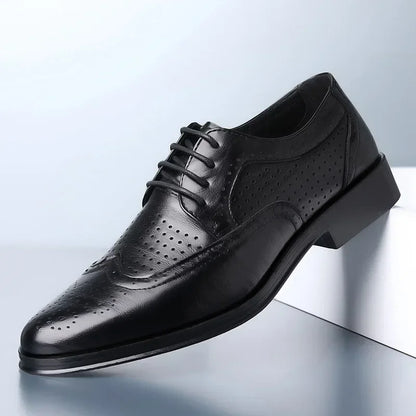 Men Leather Shoes British Style Classic Business Formal Shoes Plus Size 47 Hollow Brogue Dress Shoes Zapatos Hombre Men Oxfords