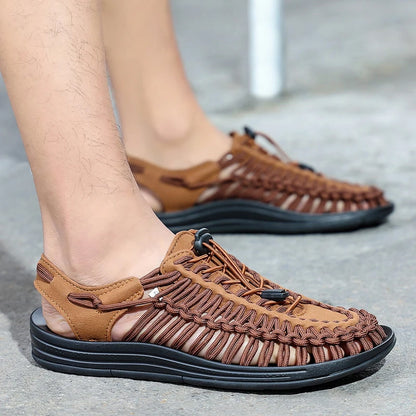 Men Sandals Summer Weave Shoes Boys Sandal Mens Sandles Outdoor Breathable Comfort Slip On Plus Big Size 45 46 Sandalias Hombre