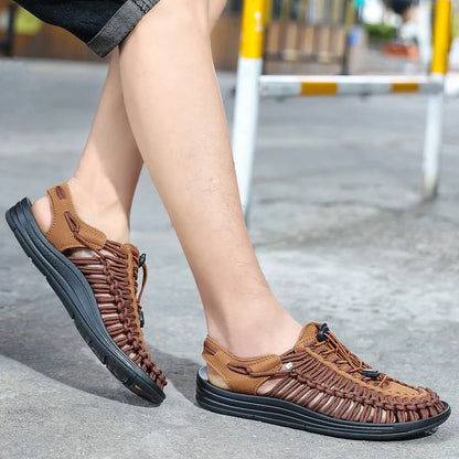 Men Sandals Summer Weave Shoes Boys Sandal Mens Sandles Outdoor Breathable Comfort Slip On Plus Big Size 45 46 Sandalias Hombre