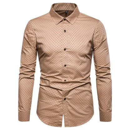 Spring Men Long-sleeved Cotton Shirts, Single-breasted Lapel Shirt, Blue Green Burgundy Khaki Gray White Optional, Asian Size