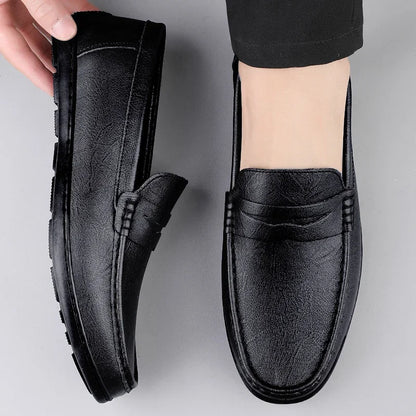 Genuine Leather Men Casual Shoes Luxury Brand Formal Dress Shoes Breathable Mens Loafers Slip on Male Boat Shoes Size 38-47