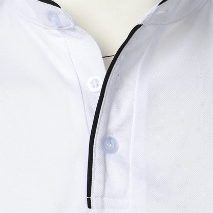 Men's short-sleeved stand-up collar top casual fashion daily solid color short-sleeved stand-up collar T-shirt casual top