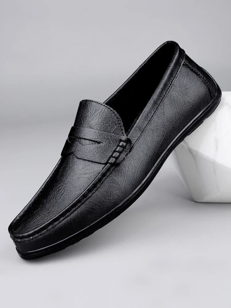 Genuine Leather Men Casual Shoes Luxury Brand Formal Dress Shoes Breathable Mens Loafers Slip on Male Boat Shoes Size 38-47