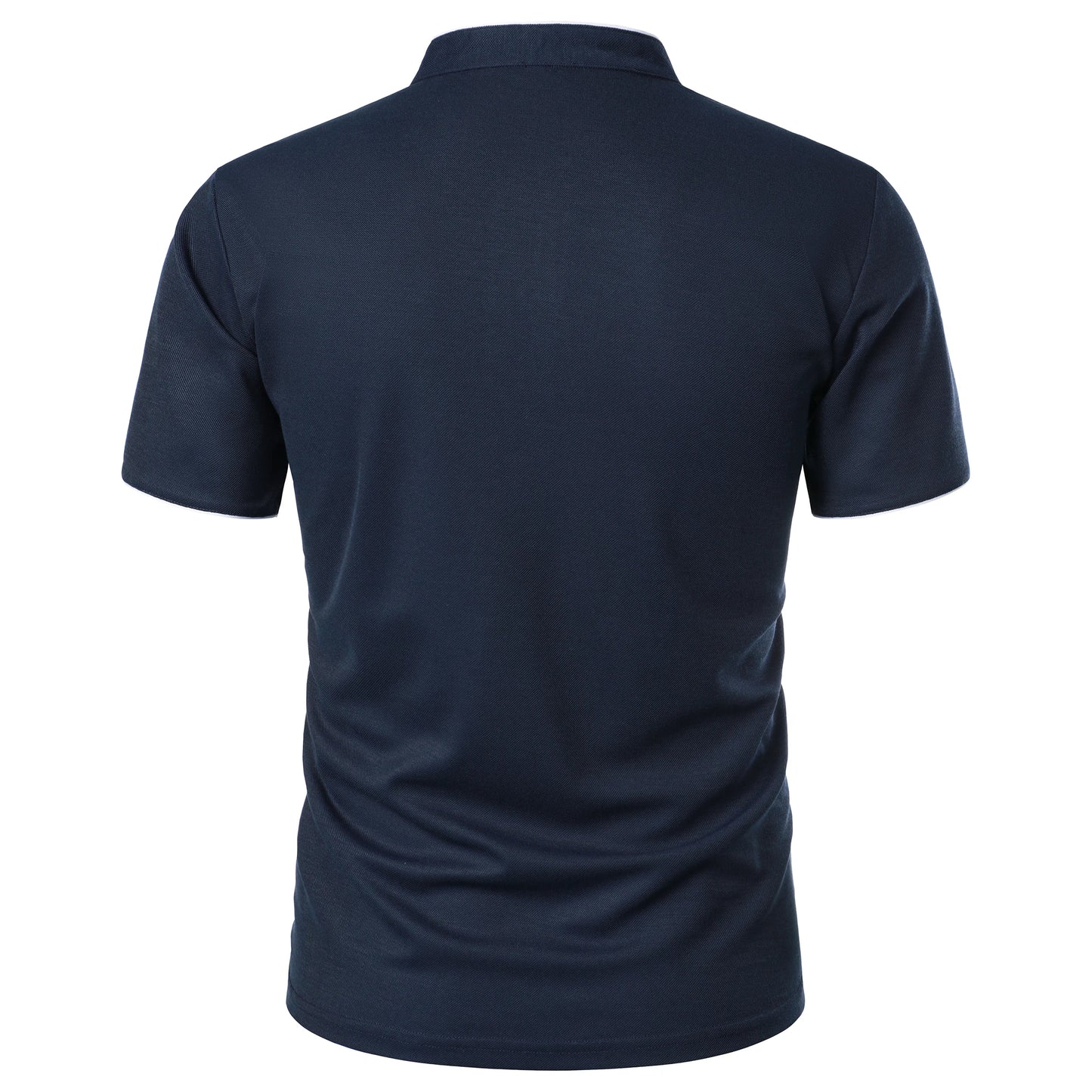Men's short-sleeved stand-up collar top casual fashion daily solid color short-sleeved stand-up collar T-shirt casual top
