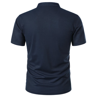 Men's short-sleeved stand-up collar top casual fashion daily solid color short-sleeved stand-up collar T-shirt casual top