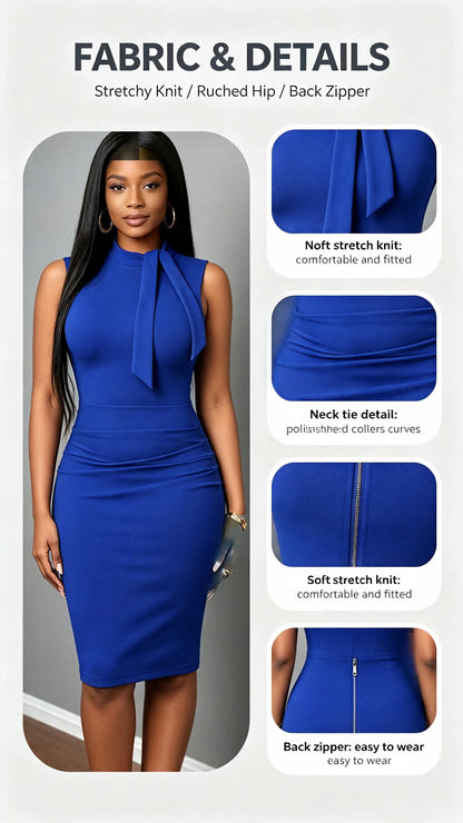 Sleeveless Tie-Neck Bodycon Midi Dress