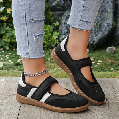Women Sneakers 2026 New Striped Shallow Mouth Designer Shoes Spring Autumn Soft Soled Loafers Comfort Casual Female Sports Shoes