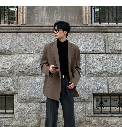 2024 Spring Summer Men Formal Blazers Men Korean Fashion Loose Casual Dress Jacket Men Harajuku Social Suit Jacket Clothing