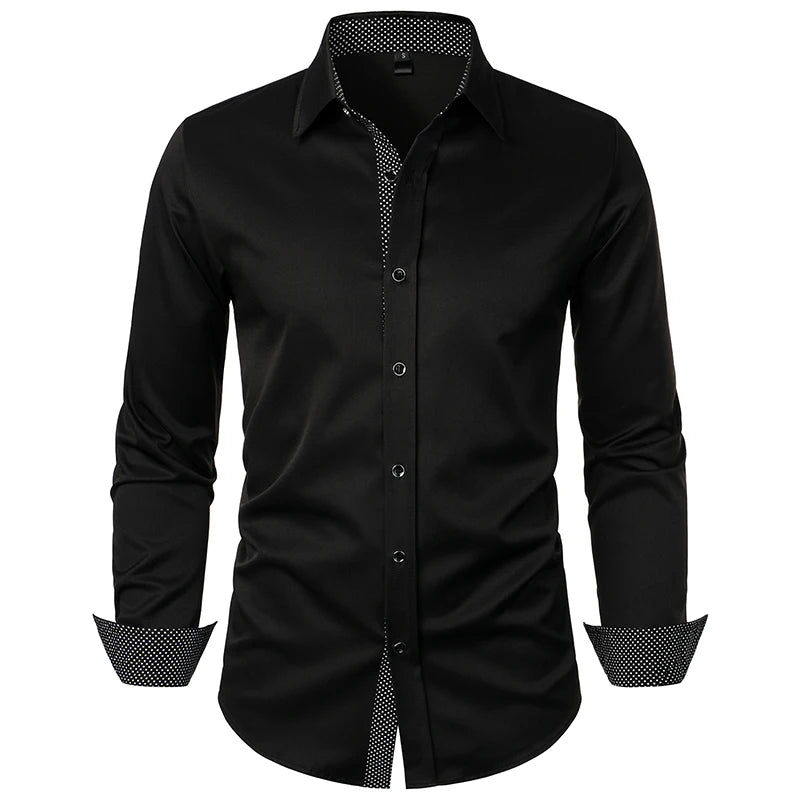 New Men's Casual Long Sleeve Shirt Black/Red/White Available European Size S-XXL