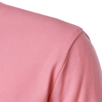 Men's short-sleeved stand-up collar top casual fashion daily solid color short-sleeved stand-up collar T-shirt casual top