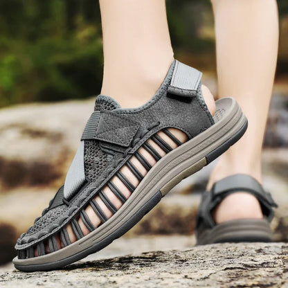 Summer Men Sandals Women Slippers Weaving Design Beach Sandals Breathable Casual Flat Sandals Outdoor Couples Sandals Size 46