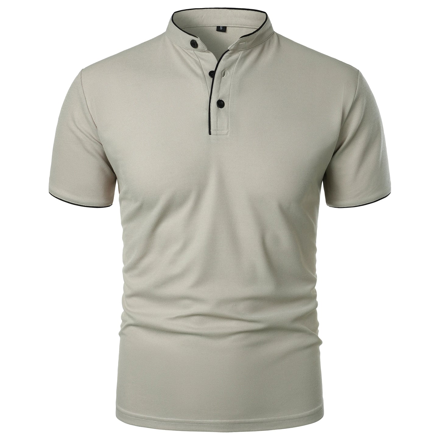 Men's short-sleeved stand-up collar top casual fashion daily solid color short-sleeved stand-up collar T-shirt casual top