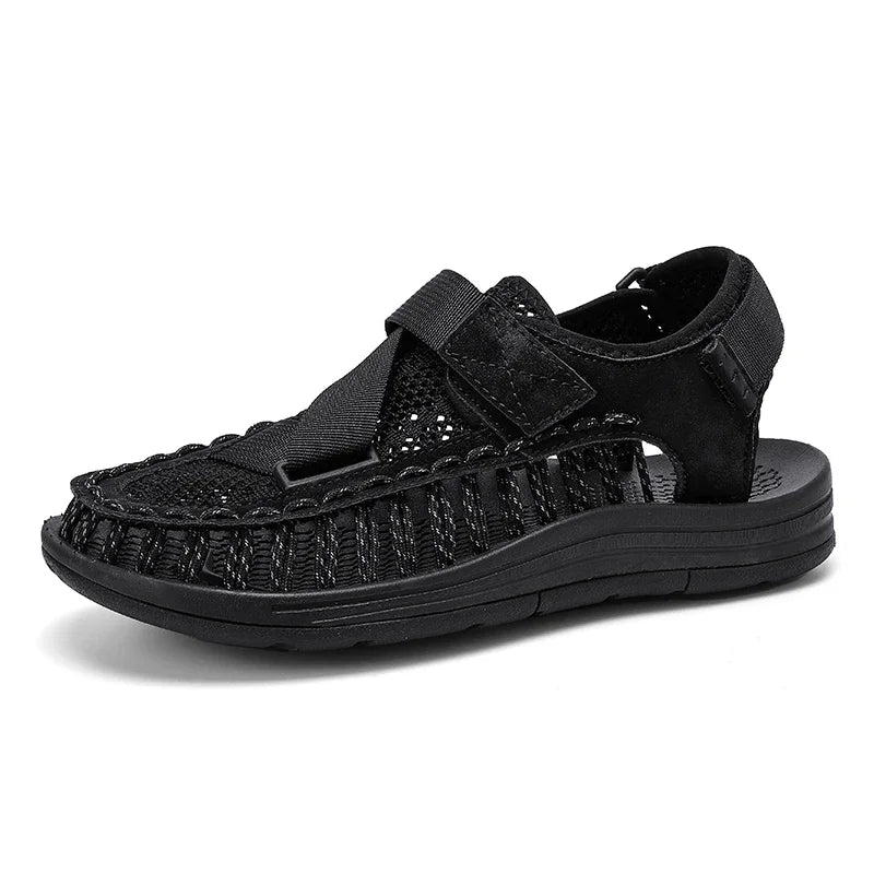 Summer Men Sandals Women Slippers Weaving Design Beach Sandals Breathable Casual Flat Sandals Outdoor Couples Sandals Size 46