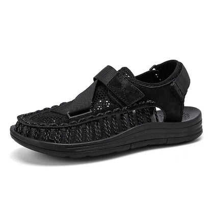 Summer Men Sandals Women Slippers Weaving Design Beach Sandals Breathable Casual Flat Sandals Outdoor Couples Sandals Size 46