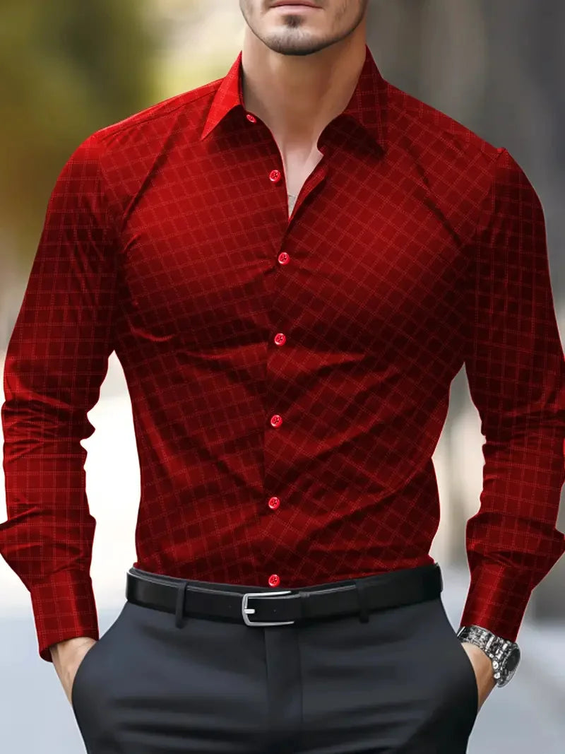 New Fashion Striped Men's Long Sleeve Shirt Spring Button Style Shirt Long Sleeve Collar Casual Comfort