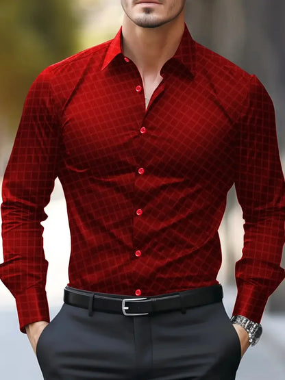 New Fashion Striped Men's Long Sleeve Shirt Spring Button Style Shirt Long Sleeve Collar Casual Comfort