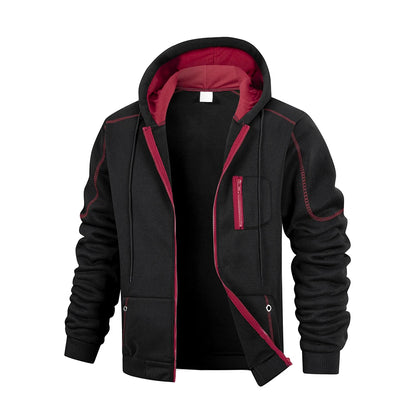 Men's Casual Sports Zipper Hoodie Coat Solid Color Cardigan Sweatshirt for Men Clothing Sportswear Slim Fit Casual Jacket