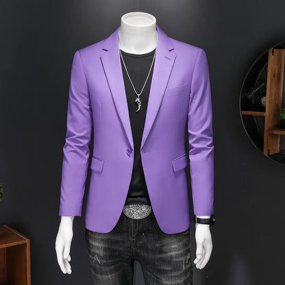 Fashion Men's Business Casual Blazer Black White Red Green Solid Color Slim Fit Jacket Wedding Groom Party Suit Coat M-6XL