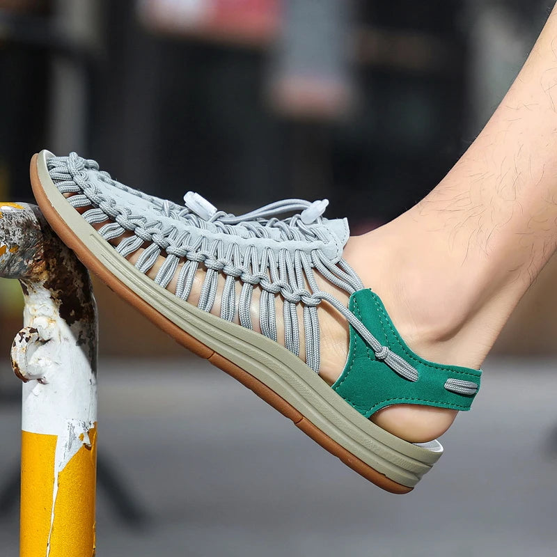 Men Sandals Summer Weave Shoes Boys Sandal Mens Sandles Outdoor Breathable Comfort Slip On Plus Big Size 45 46 Sandalias Hombre