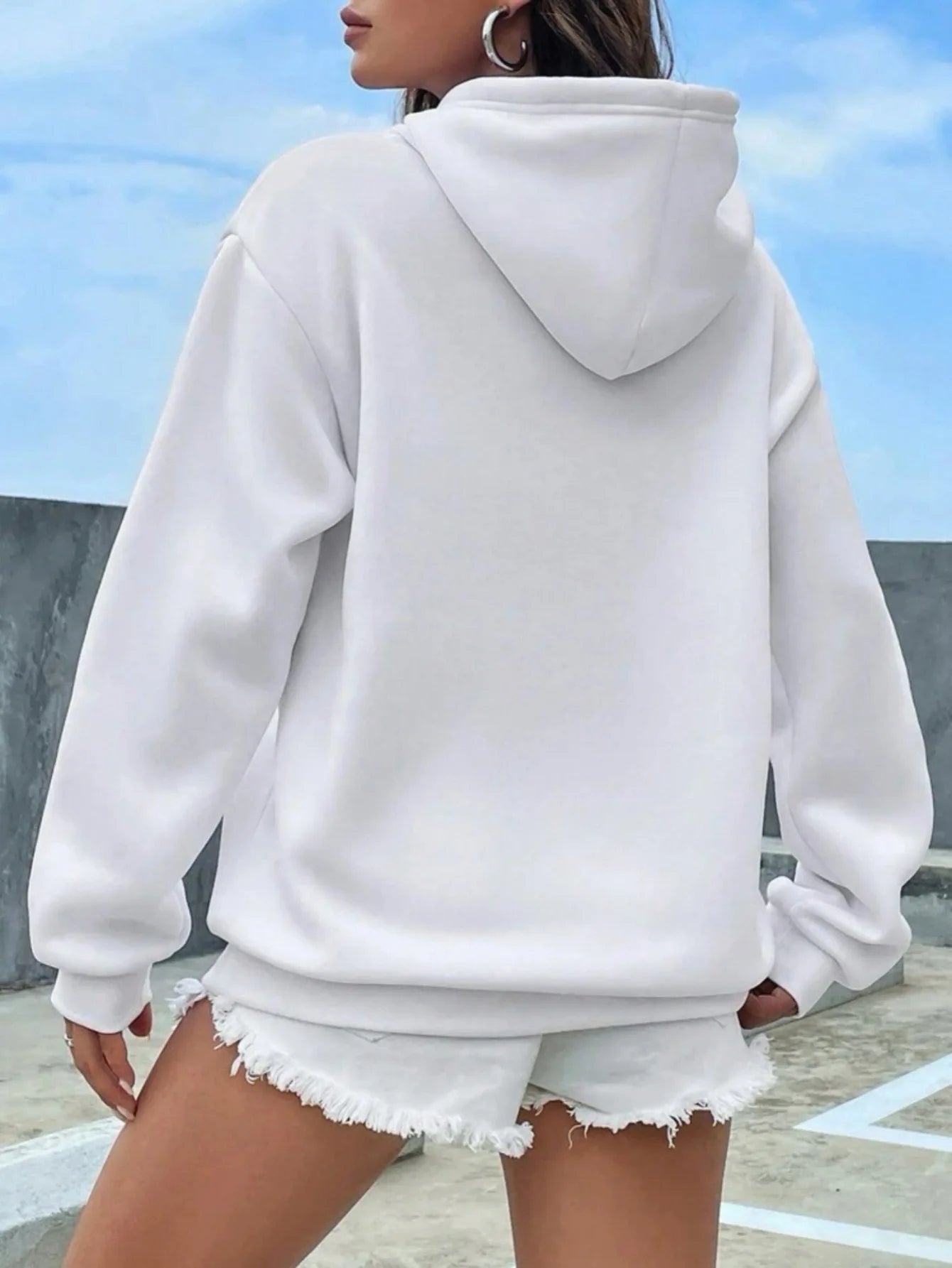Solid Color Casual Hoodie For Female Pocket Creative Sweatshirts All-Match Street Clothes Womens Fleece Unisex Pullovers