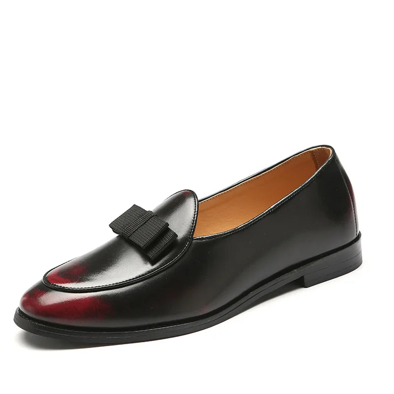 Men's Casual Leather Shoes with Bowknot Trendy Party Wedding Shoe Mens Driving Flats Men Moccasins Loafers EUR Sizes 38-48