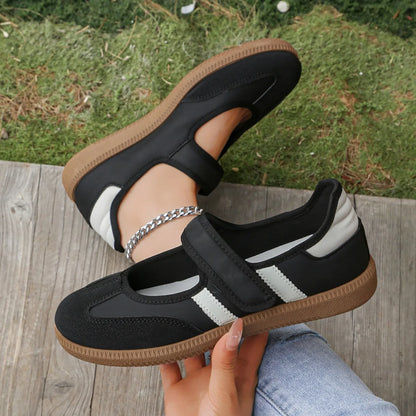 Women Sneakers 2026 New Striped Shallow Mouth Designer Shoes Spring Autumn Soft Soled Loafers Comfort Casual Female Sports Shoes