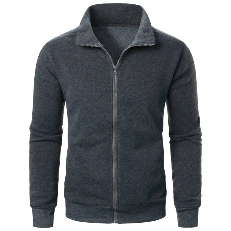 Autumn Men's Long Sleeve Zipper Jacket Coats Solid Color Warm Sweatshirts Casual Baseball Jacket Outdoor Streetwear
